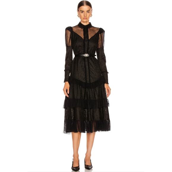 Alexis Evarra Black Sheer Lace Midi Dress XS NWT $975 - Picture 13 of 14